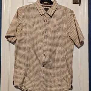Men's Prana Short Sleeve Button Up Camp Shirt Diamond Pattern